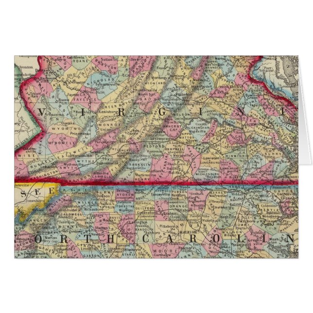 County Map Of Virginia, and North Carolina (Front Horizontal)