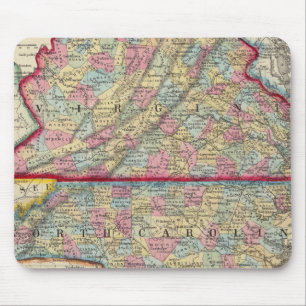 County Map Of Virginia, and North Carolina Mouse Pad