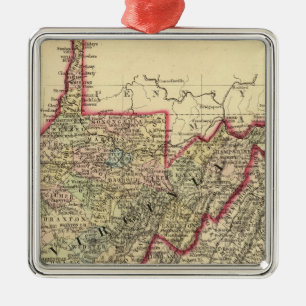 County map West Virginia Metal Tree Decoration