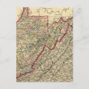 County map West Virginia Postcard