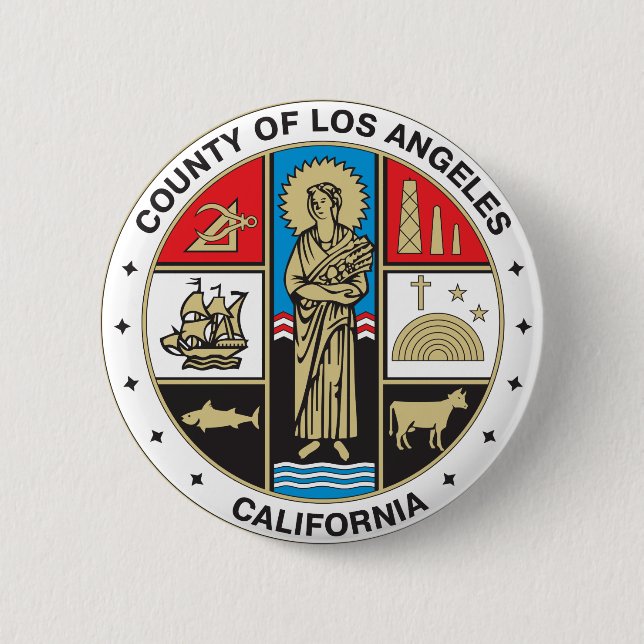 County of Los Angeles seal 6 Cm Round Badge (Front)