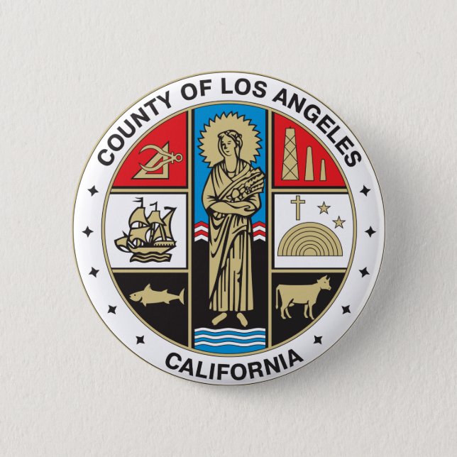 County of Los Angeles seal 6 Cm Round Badge (Front)
