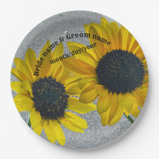 Couple 2 Wedding sunflowers together Paper Plate