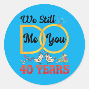 Couple 40th Wedding Anniversary Married 40 Years Classic Round Sticker