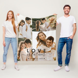Couple 4 Photo Collage  Fleece Blanket