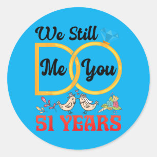 Couple 51st Wedding Anniversary Married 51 Years Classic Round Sticker
