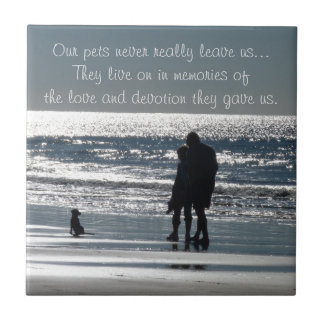 Couple and Their Dog by the Ocean - Personalizable Ceramic Tile