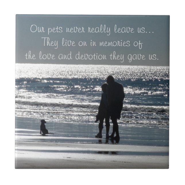 Couple and Their Dog by the Ocean - Personalizable Ceramic Tile (Front)