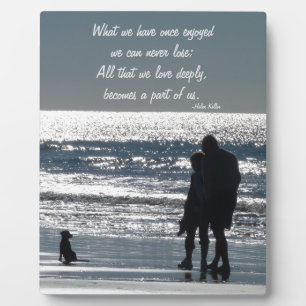 Couple and Their Dog by the Ocean - Personalizable Plaque