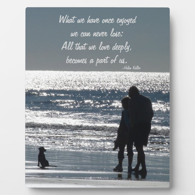 Couple and Their Dog by the Ocean - Personalizable Plaque (Front)