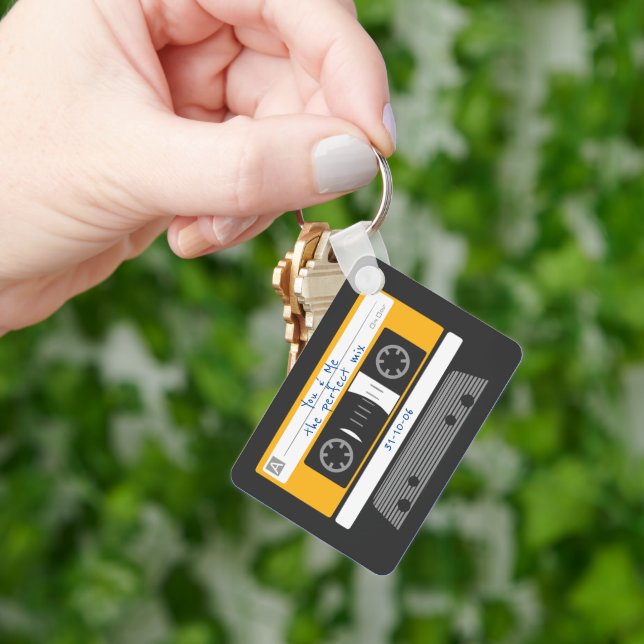 Couple Anniversary 80's Vintage Cassette Tape Key Ring (Hand)