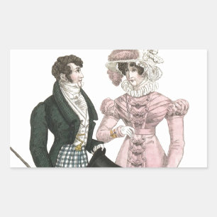 Couple Antique Wedding 1823 Man Woman Fashion Rectangular Sticker