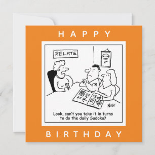 Couple Argue About Sudoku Cartoon Card