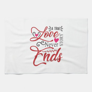 Couple Art A True Love Story Never End Tea Towel