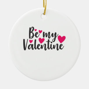 Couple Art Be My Valentine Ceramic Ornament