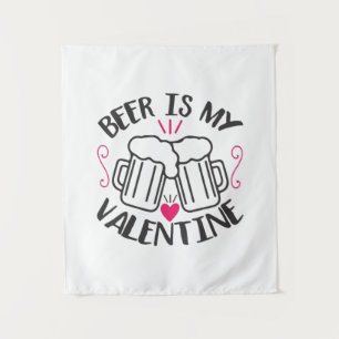 Couple Art Beer Is My Valentine Tapestry