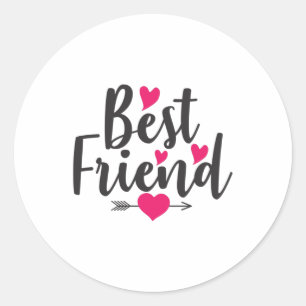 Couple Art Heart Best Friend Classic Round Sticker