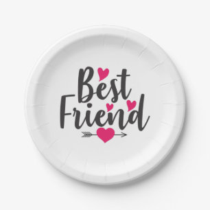 Couple Art Heart Best Friend Paper Plate