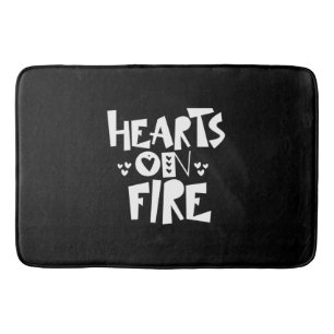 Couple Art Hearts On Fire Bath Mat
