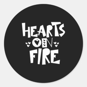 Couple Art Hearts On Fire Classic Round Sticker