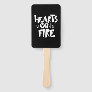 Couple Art Hearts On Fire Hand Fan