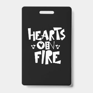 Couple Art Hearts On Fire ID Badge