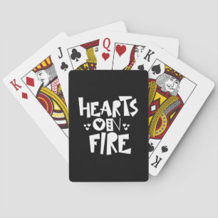 Couple Art Hearts On Fire Playing Cards