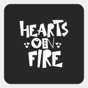 Couple Art Hearts On Fire Square Sticker