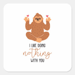 Couple Art I Like Doing Nothing With You Square Sticker