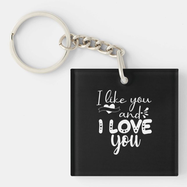 Couple Art I Like You And I Love You Key Ring (Front)