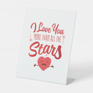 Couple Art I Love You More Than All The Stars Pedestal Sign