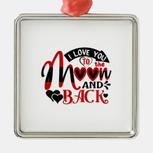 Couple Art I Love You To The Moon Metal Ornament