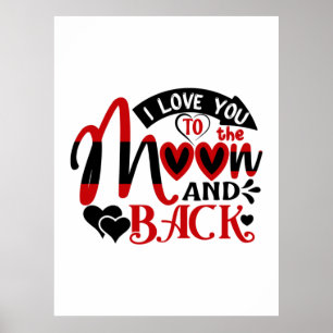 Couple Art I Love You To The Moon Poster