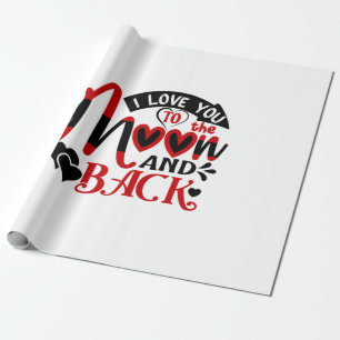 Couple Art I Love You To The Moon Wrapping Paper