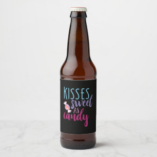 Couple Art Kisses Sweet As Candy Beer Bottle Label