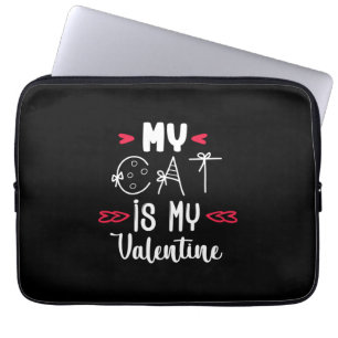 Couple Art My Cat Is My Valentine Laptop Sleeve