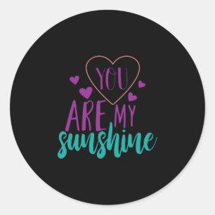 Couple Art You Are My Sunshine Classic Round Sticker