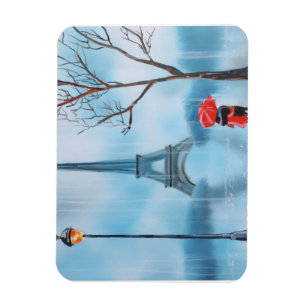 Couple at the Eiffel Tower Paris painting Magnet