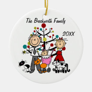 Couple, Baby Girl, Three Cats Holiday Ornament