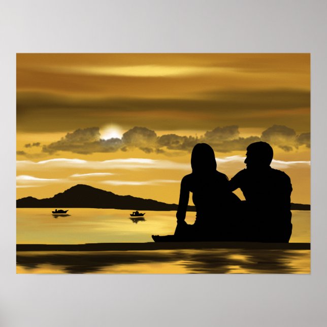 Couple beach romance beautiful scenery poster (Front)