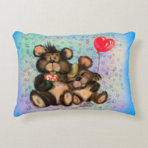 Couple Bear with Heart Balloon Accent Pillow