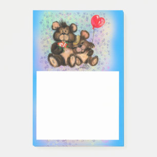 Couple Bear with Heart Balloon Sticky Notes