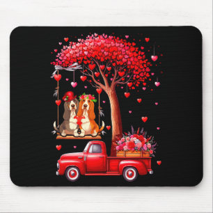 Couple Bet Hounds Valentine Hearts Tree Pickup Tru Mouse Pad