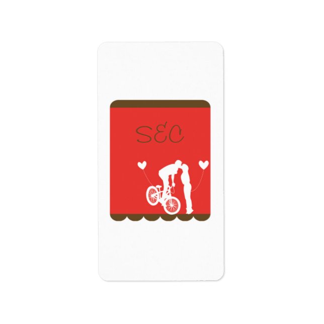 Couple Bike Red/Brown Hershey's Miniature Wrapper Label (Front)