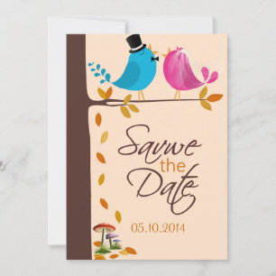 Couple birds on Branch Fall Save the Date Card