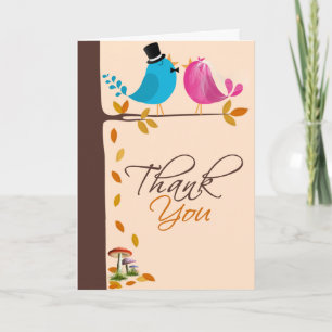 Couple Birds On Branch   Fall Thank You Card