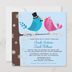 Couple Birds On Branch   Wedding Invitation