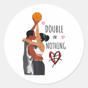 Couple Black Sketll Movies I Love You Card History Classic Round Sticker