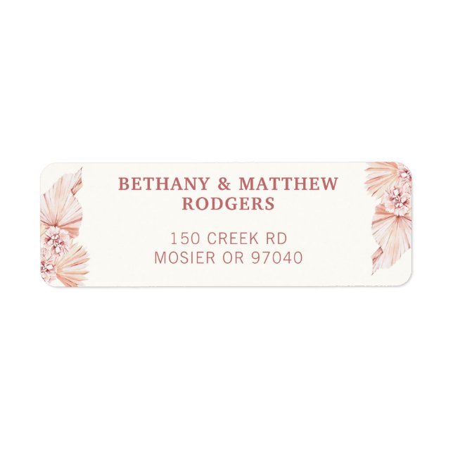 Couple Boho Wedding Invite Envelope Return Address Label (Front)