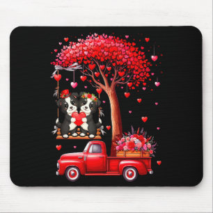 Couple Border Collies Valentine Hearts Tree Pickup Mouse Pad